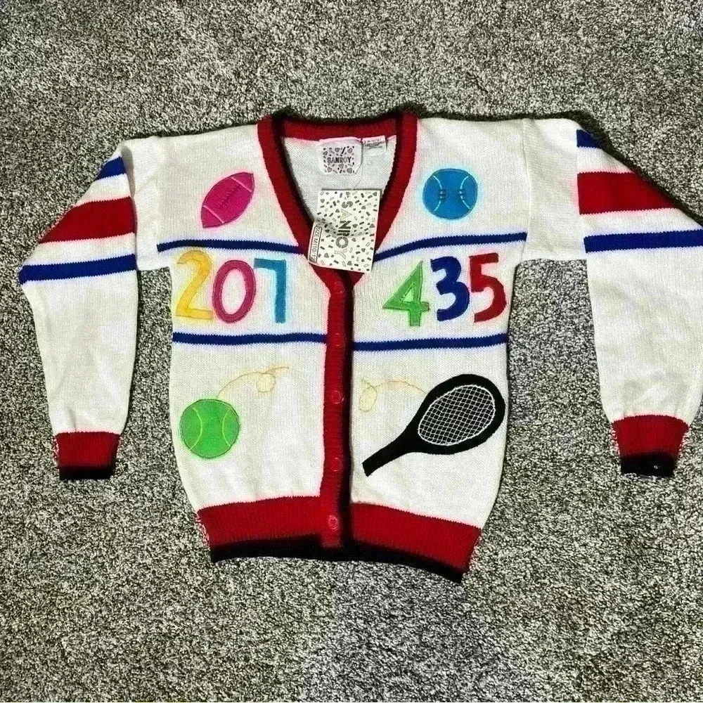 Girls Cardigan Sweater Button Down Schoolgirl, Athletic, Letterman, NWT Size M